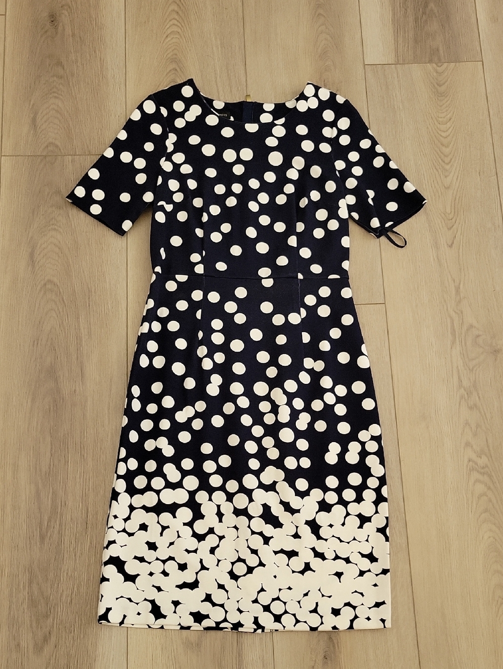 Talbots Navy and White Polka Dot Midi Dress